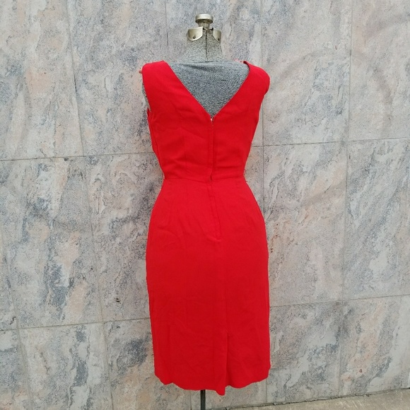 1950s Red Silk Cocktail Dress - Picture 5 of 5